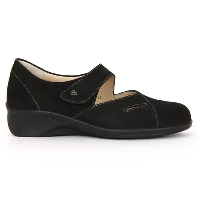 Finn Comfort Aquila 3594 Nubuck Women's Hook and Loop Shoes - Black - Size:US 7.5 Women