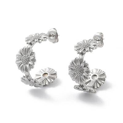 Non-Tarnish Sunflower 304 Stainless Steel Stud Earrings