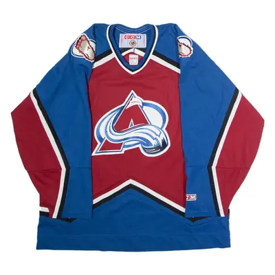 CCM Colorado Avalanche Mens Jersey Blue Long Sleeve 90s USA V-Neck XL