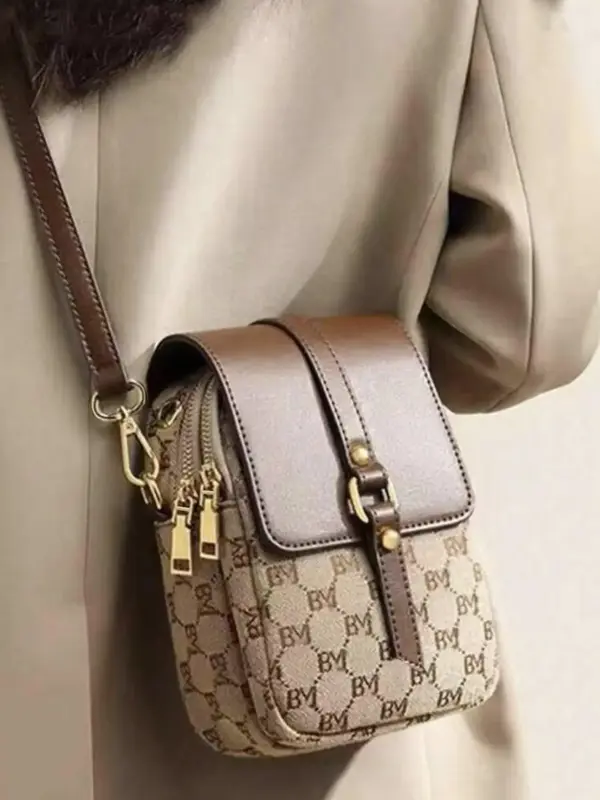 Women's Summer Elegant Letter All Over Print Crossbody Bag, Fashionable Zipper Design Crossbody Purse 2025 for Daily Use, Cas...