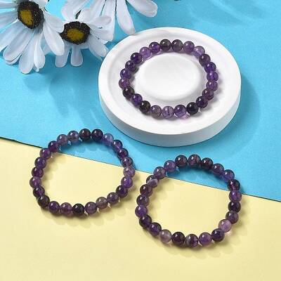 Natural Amethyst Beaded Stretch Bracelets