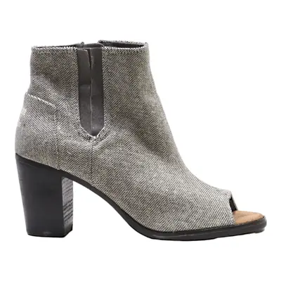 TOMS Open Toe Ankle Boots Grey Canvas Womens UK 6.5