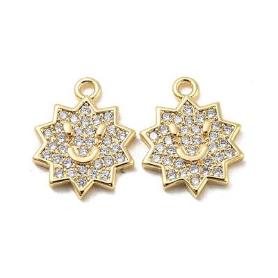 Brass Micro Pave Clear Cubic Zirconia Charms