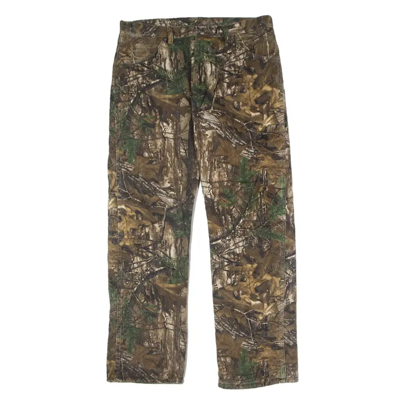 WRANGLER Insulated Realtree Camouflage Mens Twill Trousers Brown Straight W36 L32