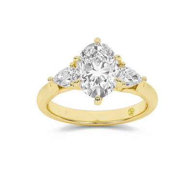 Lumina Three Stone Oval Lab Grown Diamond Engagement Ring | 14K Yellow Gold 3 5/8 CT. TW.