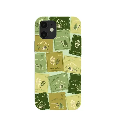 Sage Green Camp Stamps iPhone 12/ iPhone 12 Pro Case