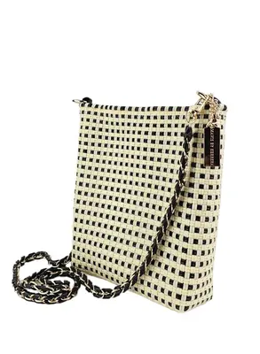 Milano Slim Crossbody Bag - Ivory Black | Strap: Metal chain strap