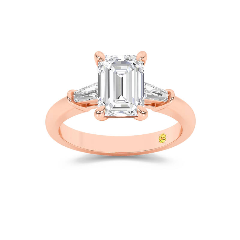 Ignite Three Stone Emerald Cut Lab Grown Diamond Engagement Ring | 10K Rose Gold 4 CT. TW.