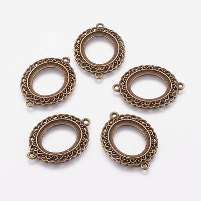 Tibetan Style Links Cabochon Bezel Open Back Settings