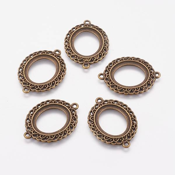 Tibetan Style Links Cabochon Bezel Open Back Settings