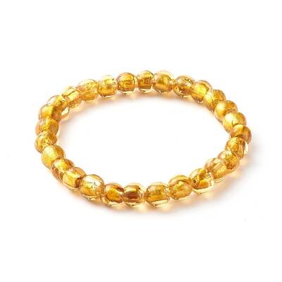 Handmade Silver Foil Glass Beaded Stretch Bracelets