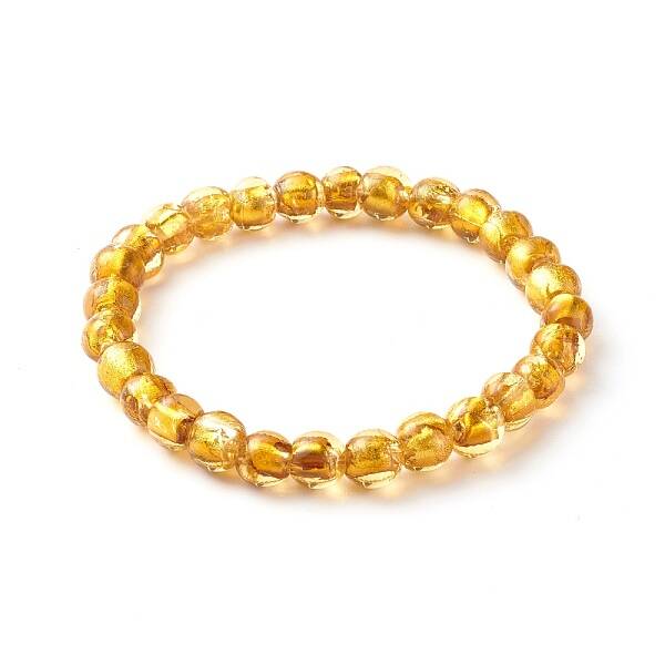 Handmade Silver Foil Glass Beaded Stretch Bracelets