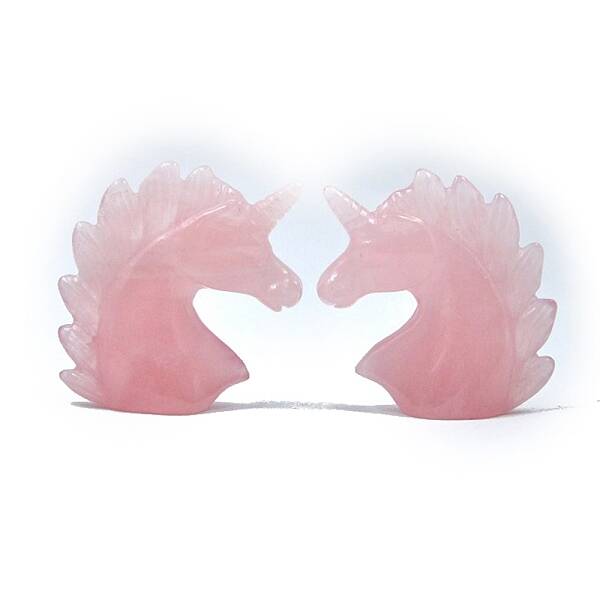 Natural Rose Quartz Carved Healing Unicorn Figurines