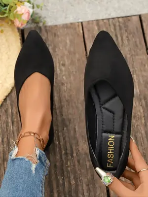 Women's Fashionable Solid Color Pointed Toe Flat Shoes, Casual Comfortable Slip on Shoes for Daily Wear, All-match Commuter S...