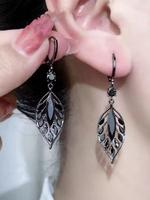 Leaf Design Artificial Zircon Decor Dangle Earrings, Fashion Jewelry for Party, Daily Clothing Decor, Trendy All-match & Exqu...