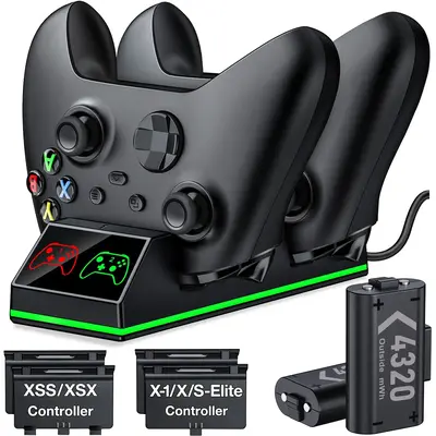 Controller Charger Station with 2x4320mWh Rechargeable Battery Pack for Xbox Series X/S Controller, Charging Dock for Xbox Co...