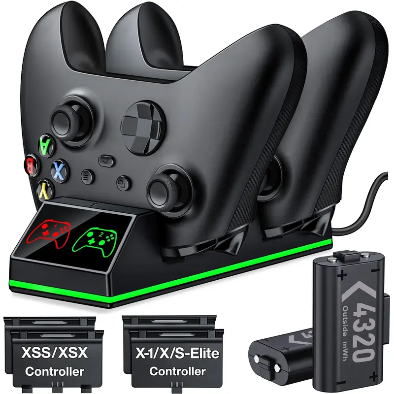 Controller Charger Station with 2x4320mWh Rechargeable Battery Pack for Xbox Series X/S Controller, Charging Dock for Xbox Co...