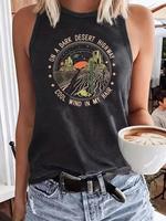 Women's Letter & Cactus Print Round Neck Tank Top, Casual Sleeveless Top for Daily Wear, Ladies Clothes for All Seasons, Tank...