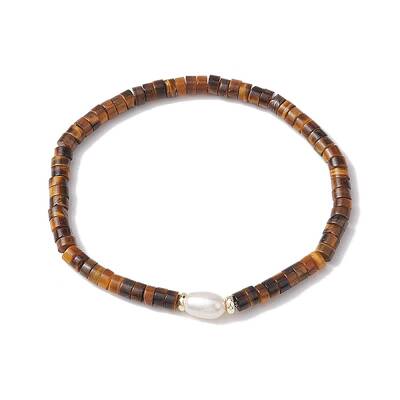 Natural Tiger Eye and Pearl Beads Btacelets
