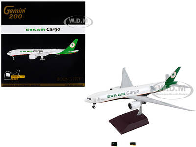 Boeing 777F Commercial Aircraft Eva Air Cargo White with Green Tail Gemini 200 - Interactive Series 1/200 Diecast Model A...