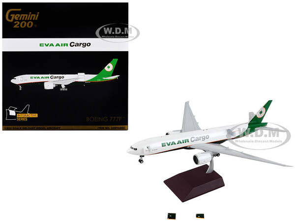Boeing 777F Commercial Aircraft Eva Air Cargo White with Green Tail Gemini 200 - Interactive Series 1/200 Diecast Model A...