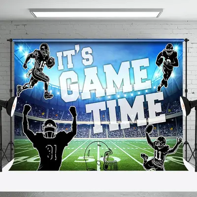 Aperturee Its Game Time Rugby Player Sports Party Backdrop - Aperturee