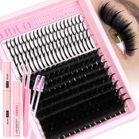 Eyelash Extensions Kit, 1 Count 150D Long Lash Spikes Lash Extension Kit, Thick Eyelash Clusters Volume Individual Lashes Kit...