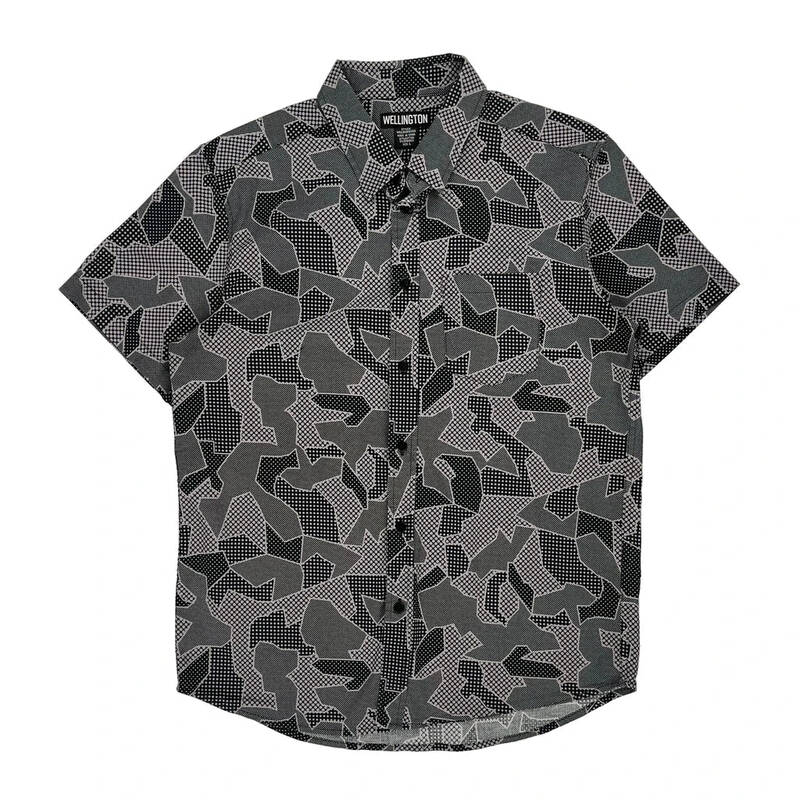 Wellington Camo Shirt - Large Grey Cotton Blend