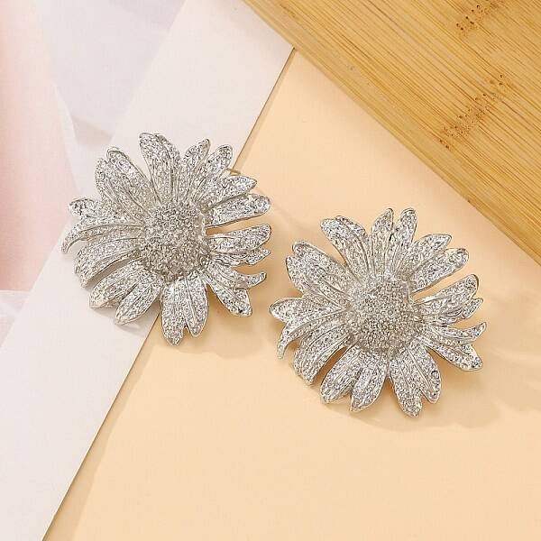 Flower Alloy Stud Earrings for Women