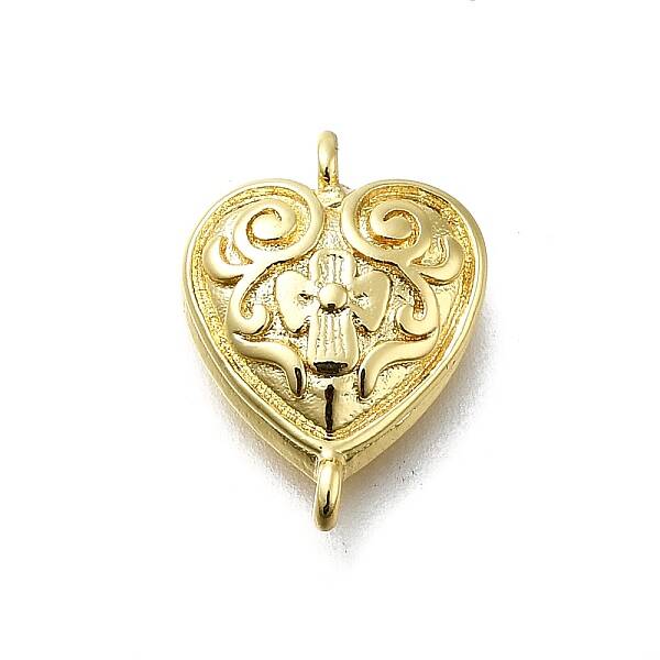 Brass Flower Heart Links