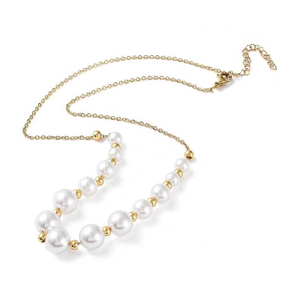 Plastic Pearl Graduated Beaded Necklace