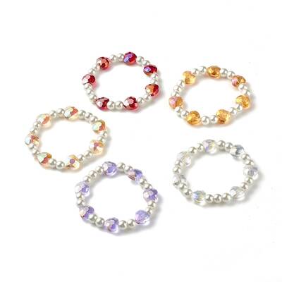 Sparkling Heart Glass Beads Stretch Bracelet for Children