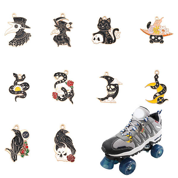 1 Set Gothic Style Alloy Enamel Shoe Charms