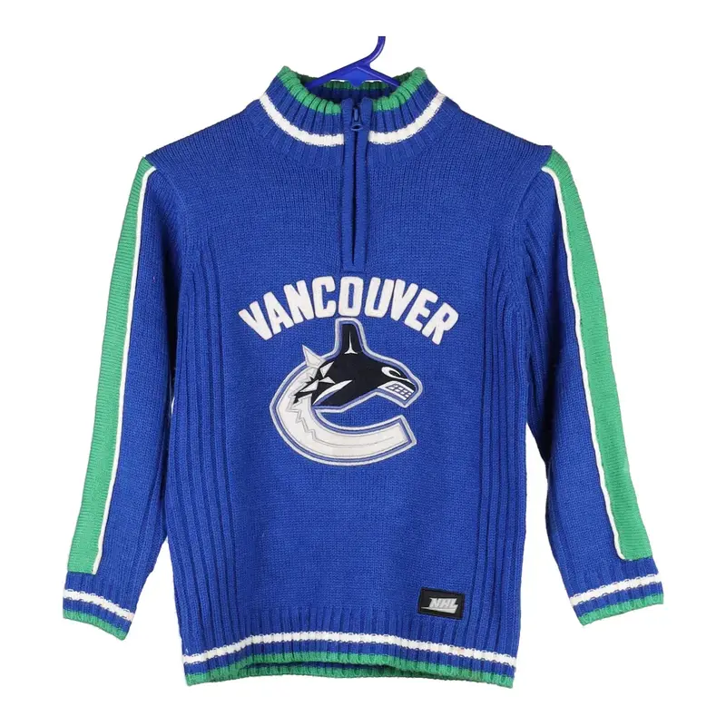 Age 8 Vancouver Canucks Nhl 1/4 Zip - Small Blue Cotton