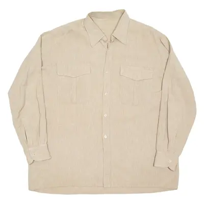 Mens Plain Shirt Brown Long Sleeve 2XL