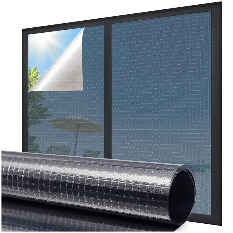 One Way Window Privacy Film See Out Not in Heat Blocker Window Tinting Film for Home Reflective Sun Blocking Window Tint Non-...