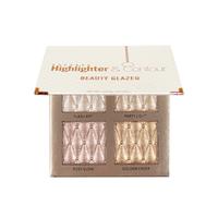 BEAUTY GLAZED Highlighter Palette, Luminous Bronzing Powder, 4 Highly Pigmented Face Highlighters, Cruelty-Free and Hypoaller...