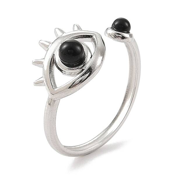 Natural Dyed & Heated Black Agate Finger Rings