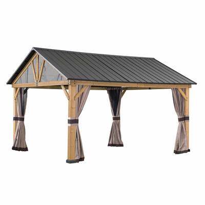 SUNJOY Replacement Curtains and Mosquito Netting for 11 ft. ×13 ft. Wood-Framed Gable Roof Gazebos (W/Netting Tube)