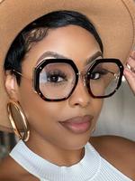 Fashionable Geometric Frame Eyeglasses, Casual Versatile Anti-blue Light Eyeglasses for Women & Men, Fashion Eyeglasses for W...