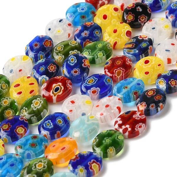 Handmade Millefiori Glass Heart Bead Strands
