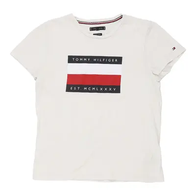 Tommy Hilfiger Graphic T-Shirt - Medium White Cotton