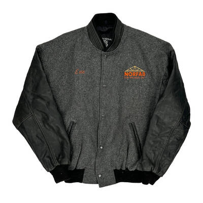 Norfab 'Eric' Bear Wear Varsity Jacket - XL Grey Wool Blend