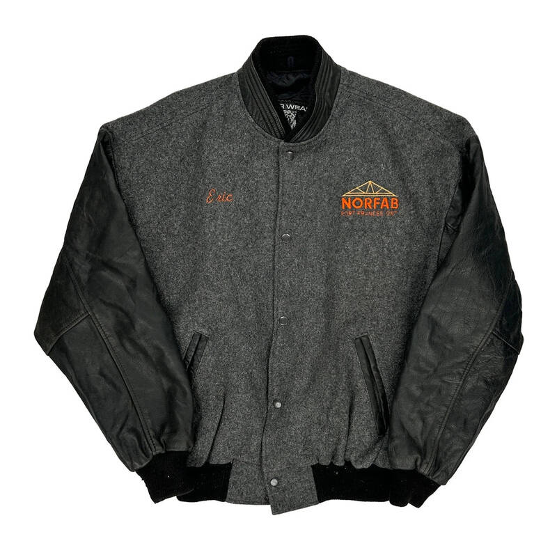 Norfab 'Eric' Bear Wear Varsity Jacket - XL Grey Wool Blend