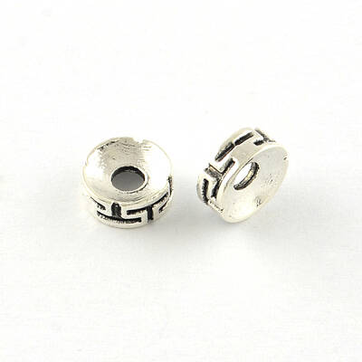 Flat Round Tibetan Style Alloy Spacers Beads