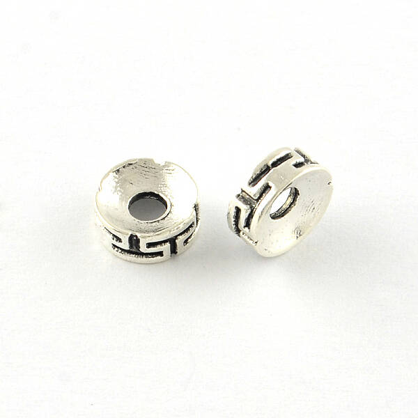 Flat Round Tibetan Style Alloy Spacers Beads