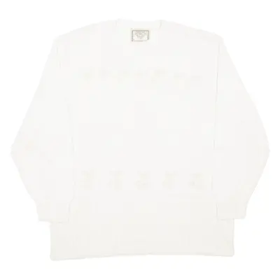 CARLOTTA Lemon Cherry Womens Patterned Jumper Cream Chunky Knit L