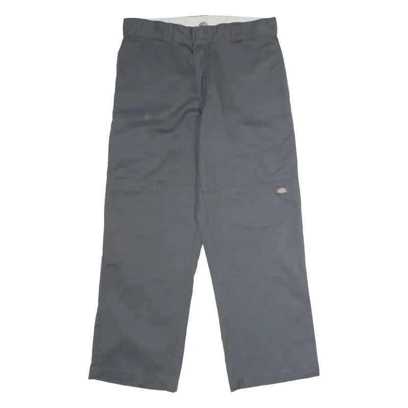 DICKIES Workwear Mens Twill Trousers Green Loose Straight W34 L30