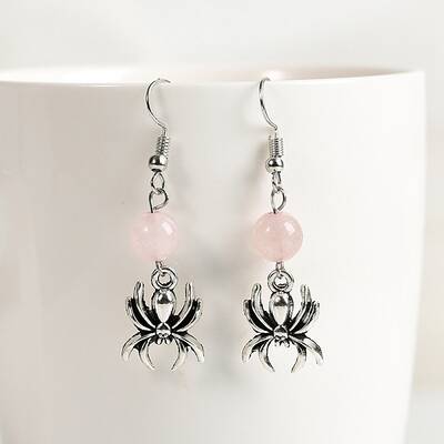 Natural Rose Quartz Dangle Earrings