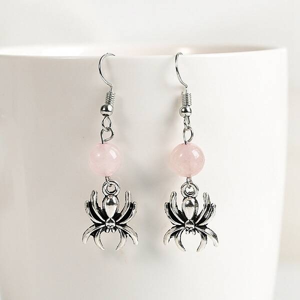 Natural Rose Quartz Dangle Earrings